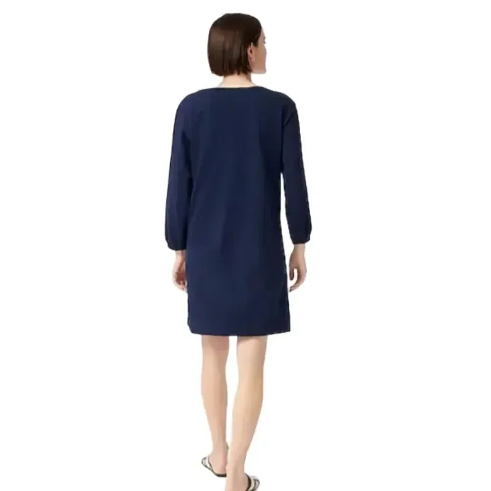 NWT J. Crew Navy Blue Lace-up Balloon-Sleeve Dress Women’s Small